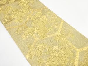 アンティーク　亀甲に菊・牡丹・桐模様織り出し袋帯（着用可）